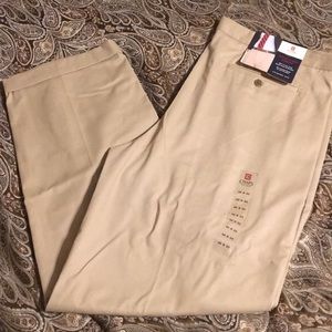 Chaps Khaki Pleated pants
